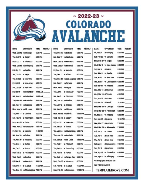 avs playoff schedule